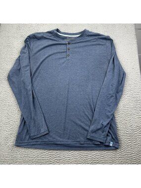 Fair Harbor Sun Protection Henley Long Sleeve Mens Shirt Blue Size XL